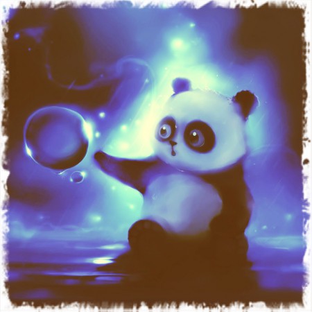 Panda and bubbles